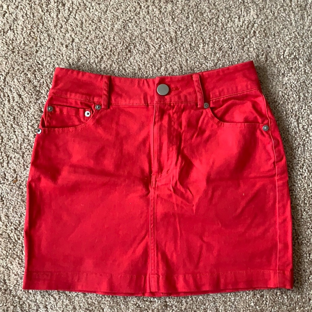 Red mini skirt